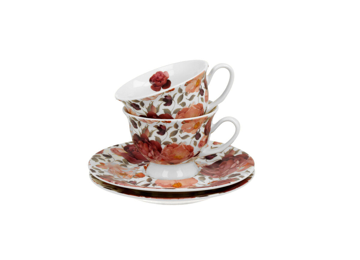 DUO FLORAL 2er-Set Espressotassen 100 ml SPRING ROSES WHITE mit Untertassen, New Bone China Porzellan – Bild 4