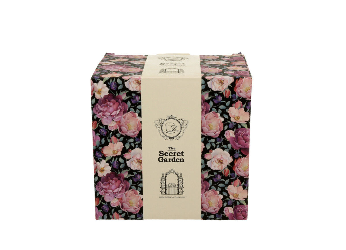 DUO FLORAL Fassbecher 430 ml SPRING ROSES BLACK mit Teesieb, New Bone China Porzellan – Bild 4