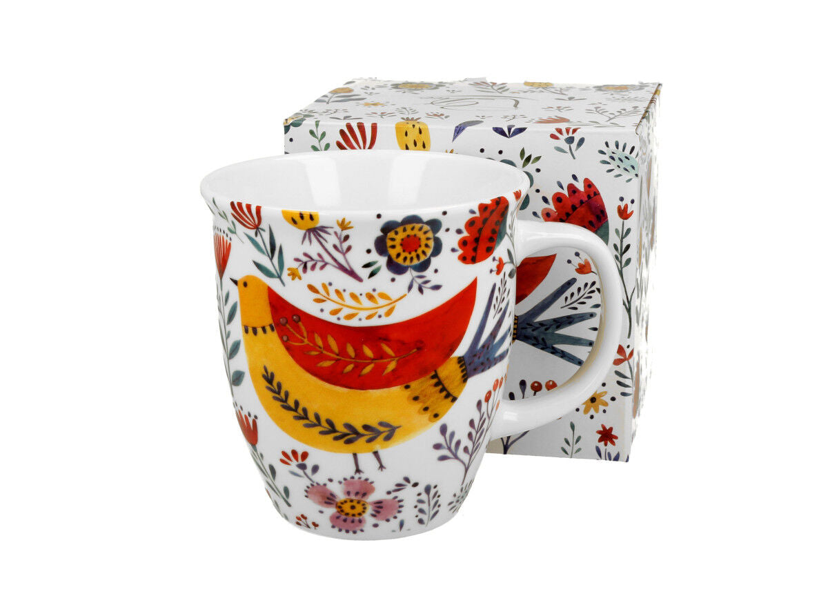 DUO ETNO Becher 650 ml COLORFUL BIRD New Bone China Porzellan