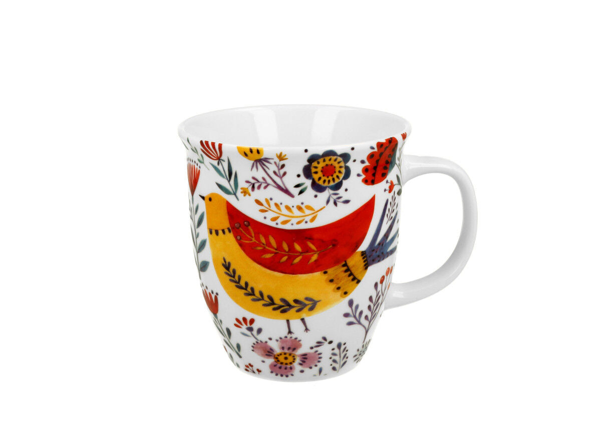 10er SET DUO ETNO Becher 650 ml COLORFUL BIRD New Bone China Porzellan – Bild 3