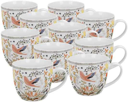10er SET DUO ETNO Becher 460 ml SANIN in Tragetasche, New Bone China Porzellan