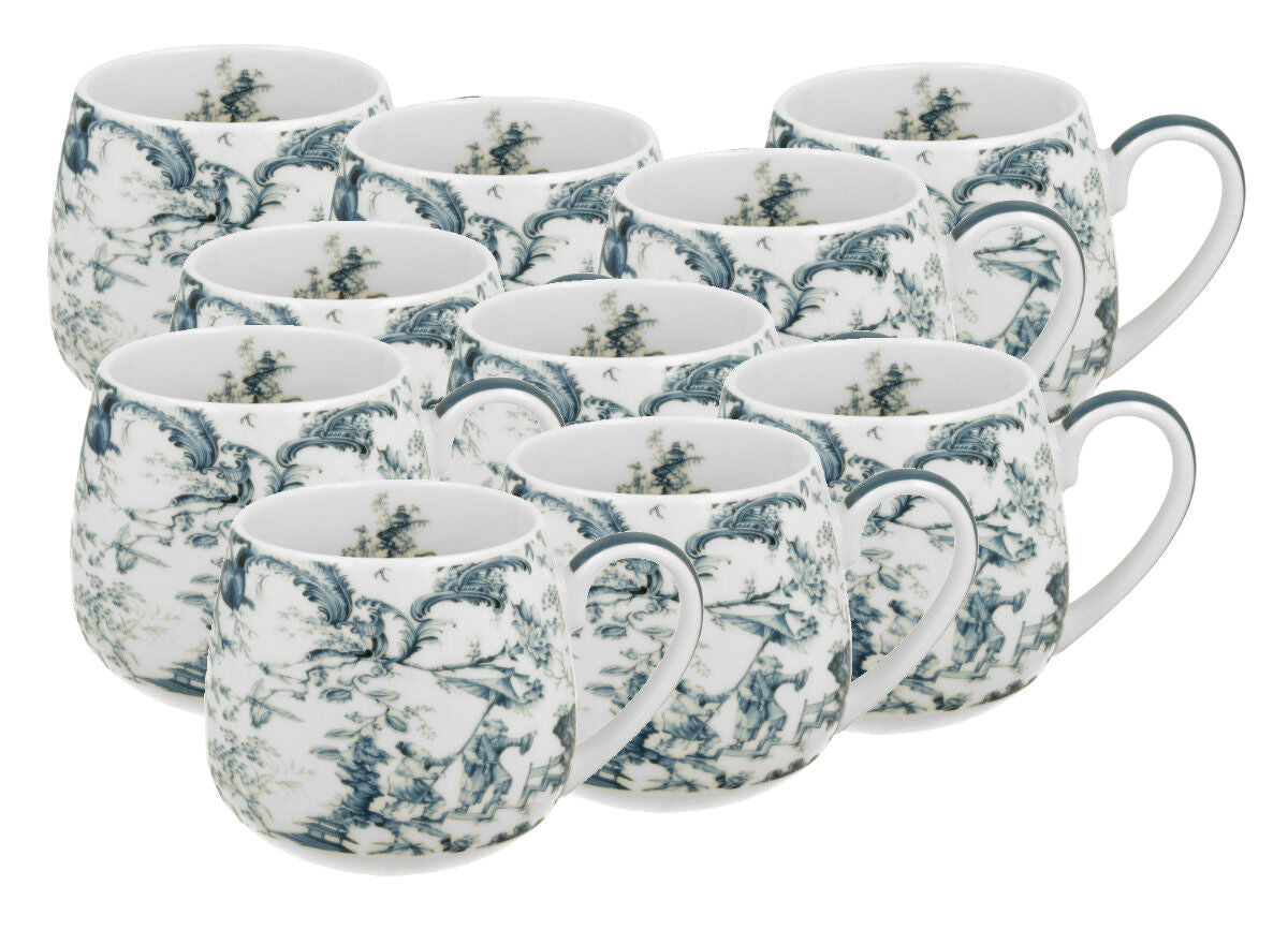 10er SET DUO ART GALLERY Fassbecher 430 ml ORIENT BLUE New Bone China Porzellan