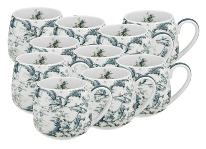 10er SET DUO ART GALLERY Fassbecher 430 ml ORIENT BLUE New Bone China Porzellan