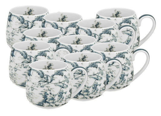 10er SET DUO ART GALLERY Fassbecher 430 ml ORIENT BLUE New Bone China Porzellan