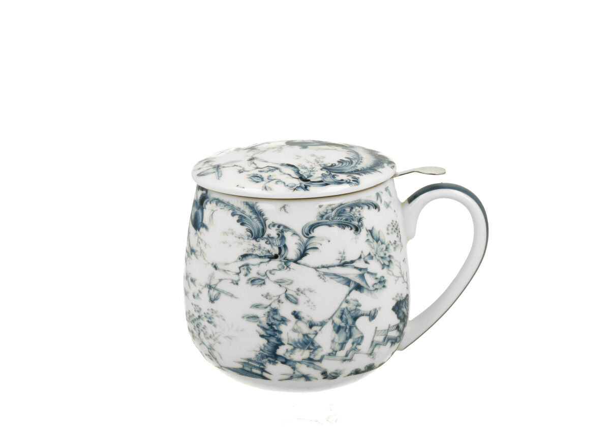 DUO ART GALLERY Fassbecher 430 ml ORIENT BLUE mit Teesieb, New Bone China Porzellan – Bild 2
