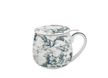 DUO ART GALLERY Fassbecher 430 ml ORIENT BLUE mit Teesieb, New Bone China Porzellan – Bild 2
