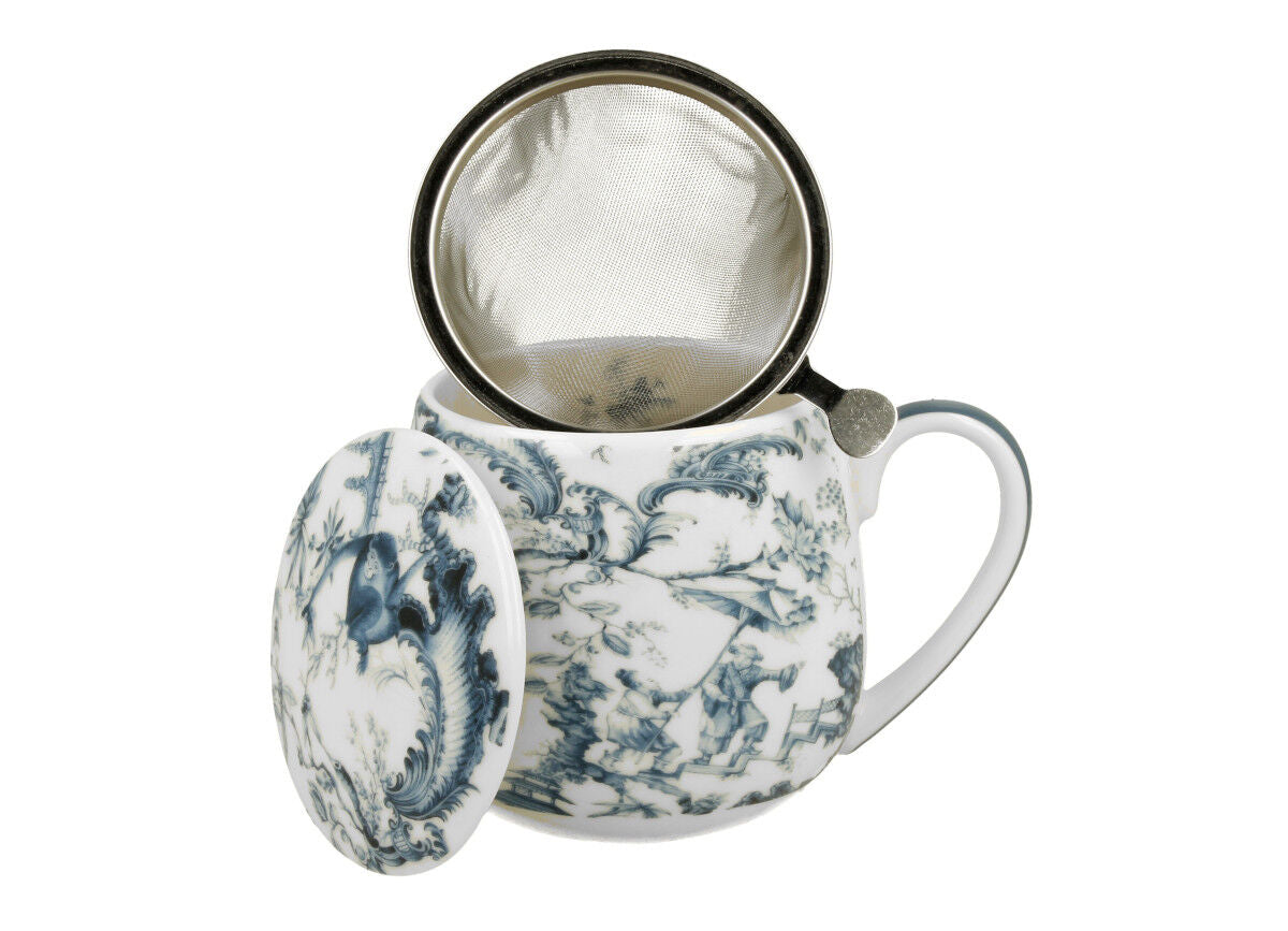 DUO ART GALLERY Fassbecher 430 ml ORIENT BLUE mit Teesieb, New Bone China Porzellan – Bild 3