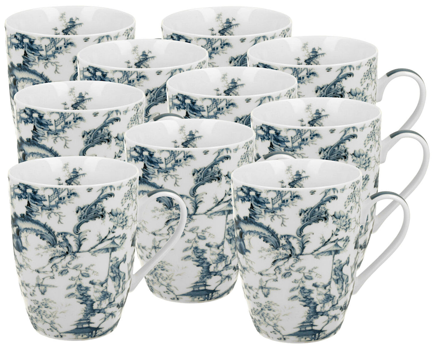 10er SET DUO ART GALLERY Klassischer Becher 360 ml ORIENT BLUE New Bone China Porzellan
