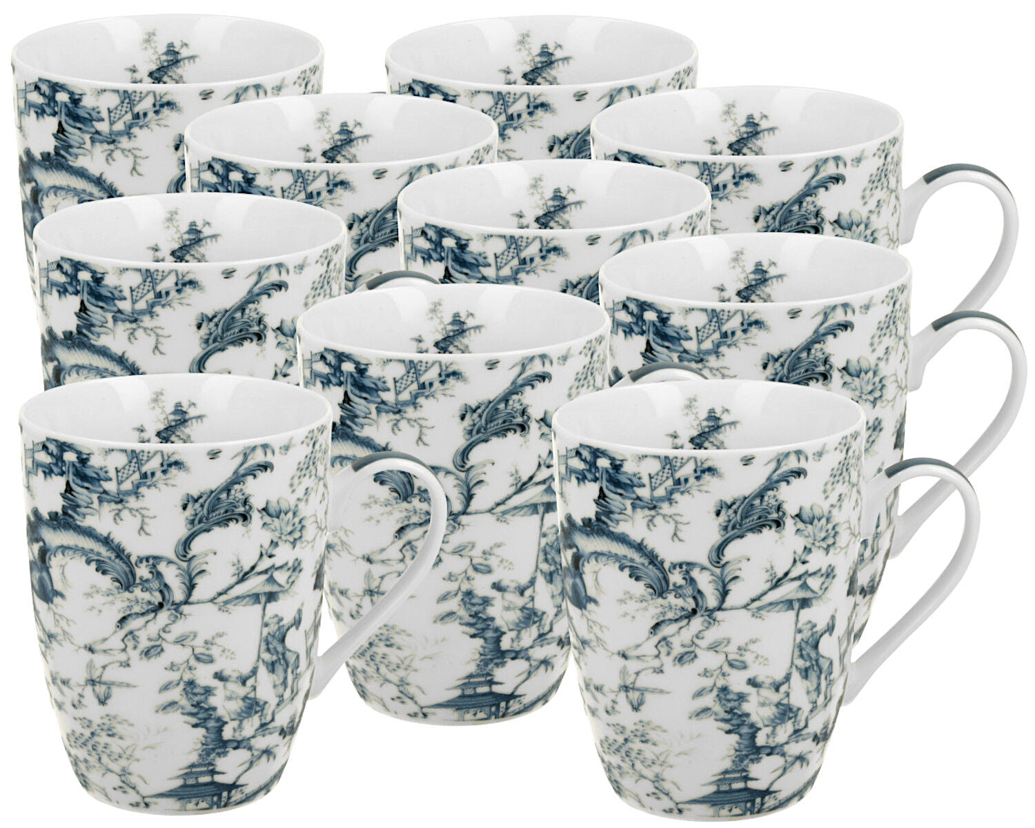 10er SET DUO ART GALLERY Klassischer Becher 360 ml ORIENT BLUE New Bone China Porzellan