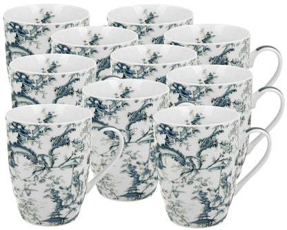 10er SET DUO ART GALLERY Klassischer Becher 360 ml ORIENT BLUE New Bone China Porzellan