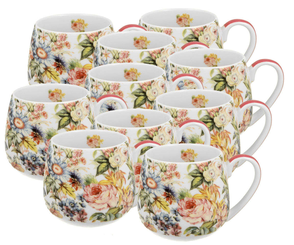10er SET DUO FLORAL Fassbecher 430 ml BLANCA New Bone China Porzellan
