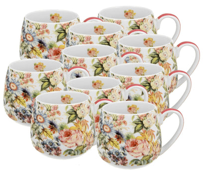 10er SET DUO FLORAL Fassbecher 430 ml BLANCA New Bone China Porzellan