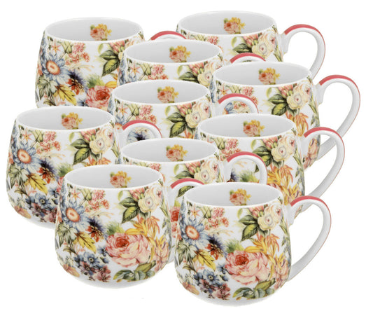 10er SET DUO FLORAL Fassbecher 430 ml BLANCA New Bone China Porzellan
