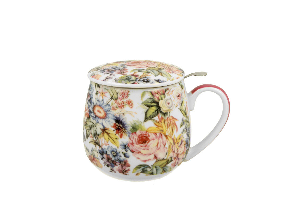 DUO FLORAL Fassbecher 430 ml BLANCA mit Teesieb, New Bone China Porzellan – Bild 2