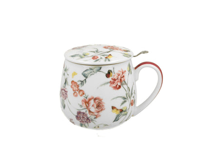 DUO FLORAL Fassbecher 430 ml MILAGROS mit Teesieb, New Bone China Porzellan – Bild 2