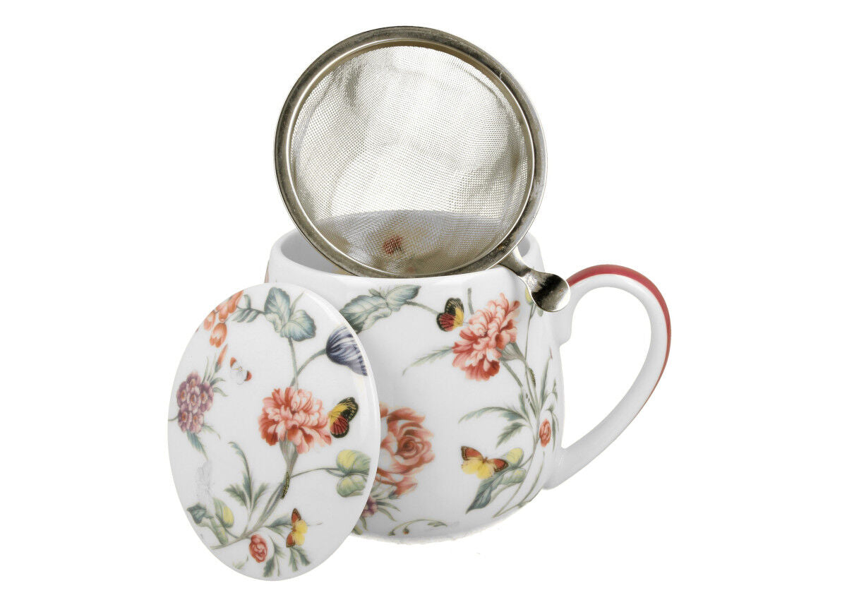 DUO FLORAL Fassbecher 430 ml MILAGROS mit Teesieb, New Bone China Porzellan – Bild 3
