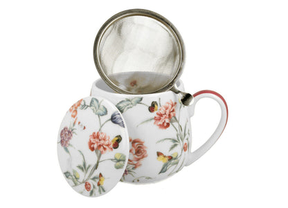 DUO FLORAL Fassbecher 430 ml MILAGROS mit Teesieb, New Bone China Porzellan – Bild 3