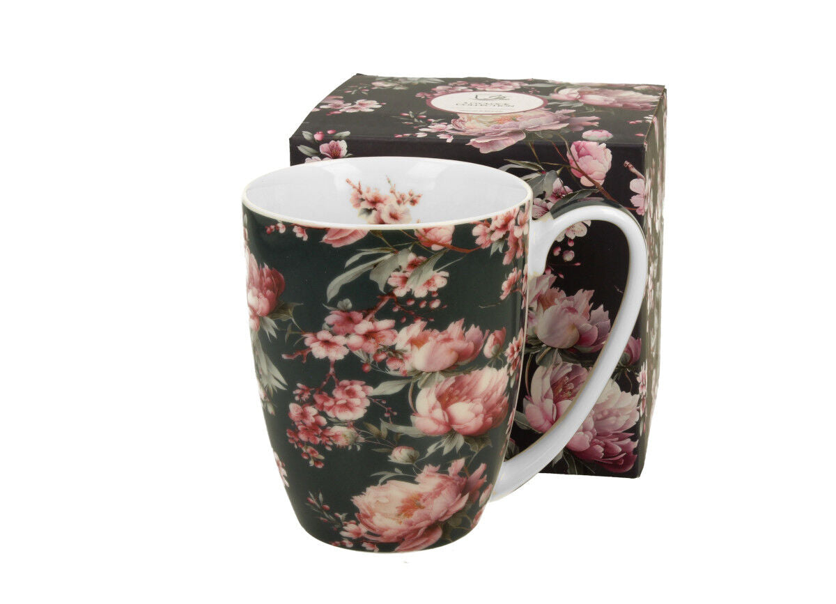 DUO FLORAL Klassischer Becher 360 ml NOEMI BLACK New Bone China Porzellan