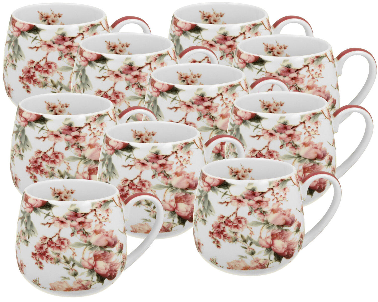 10er SET DUO FLORAL Fassbecher 430 ml NOEMI WHITE New Bone China Porzellan