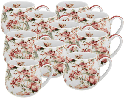 10er SET DUO FLORAL Fassbecher 430 ml NOEMI WHITE New Bone China Porzellan