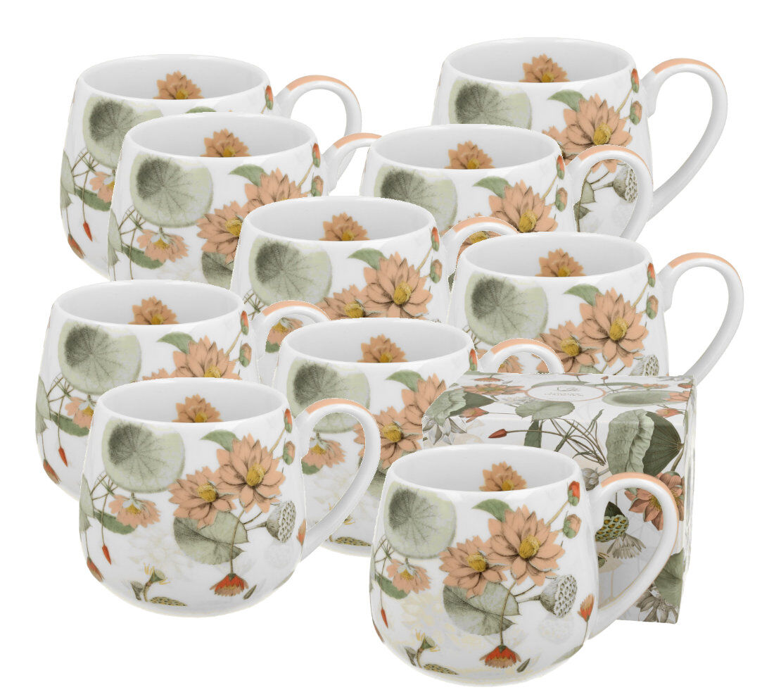 10er SET DUO FLORAL Fassbecher 430 ml YVONNE New Bone China Porzellan