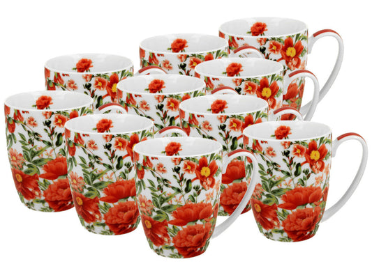 10er SET DUO FLORAL Klassischer Becher 360 ml FELICITY New Bone China Porzellan