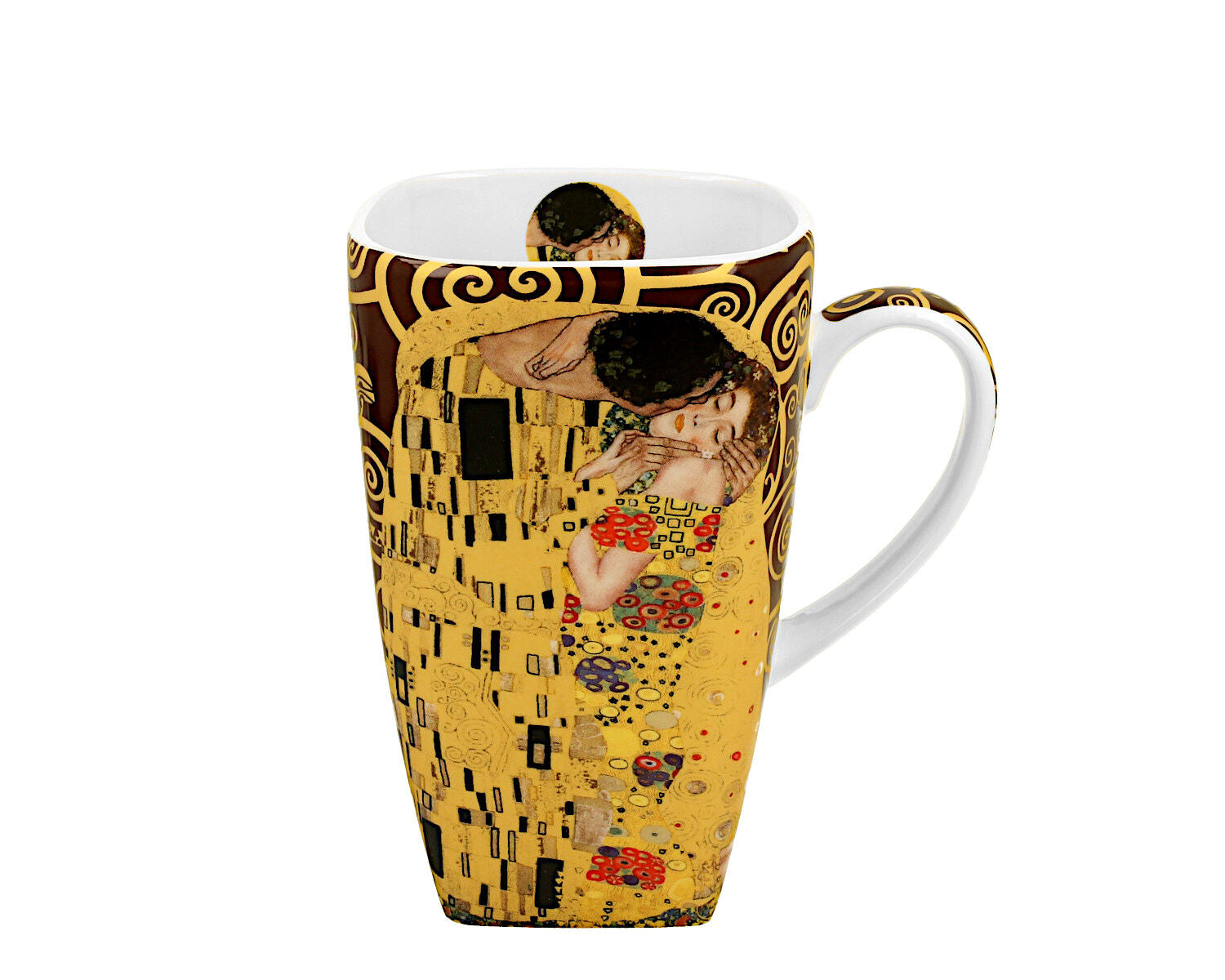 DUO ART GALLERY Klassischer Becher 630 ml THE KISS BROWN New Bone China Porzellan