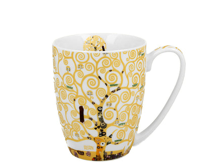 10er SET DUO ART GALLERY Klassischer Becher 360 ml TREE OF LIFE Ecru inspired by Gustav Klimt New Bone China Porzellan – Bild 2