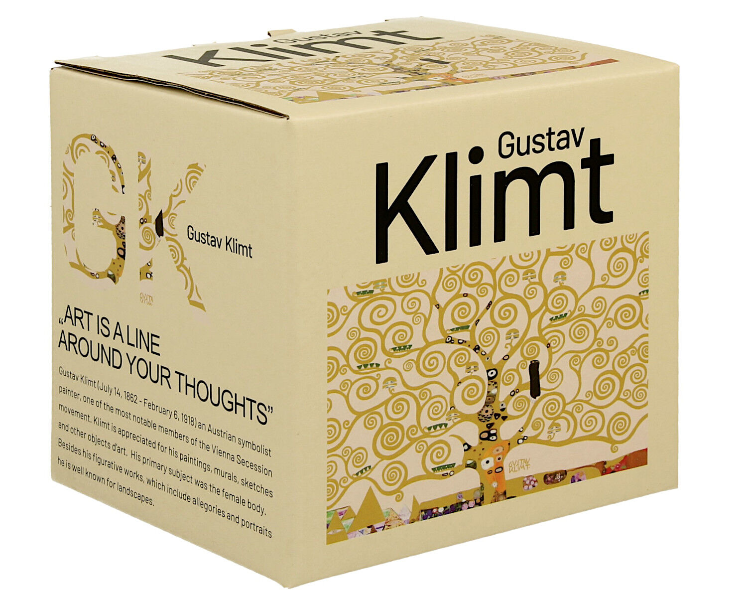 DUO ART GALLERY Klassischer Becher 360 ml TREE OF LIFE Ecru inspired by Gustav Klimt New Bone China Porzellan – Bild 4