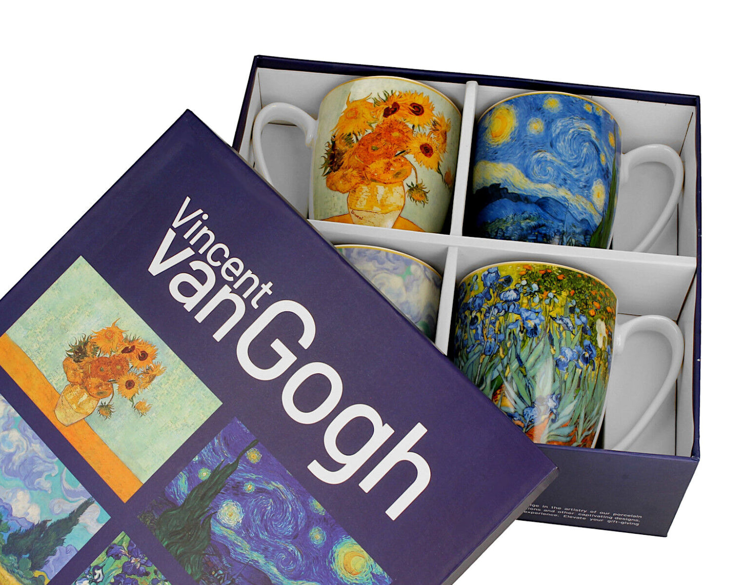 DUO ART GALLERY 4er-Set klassische Becher 360 ml inspired by VAN GOGH aus New Bone China Porzellan – Bild 3
