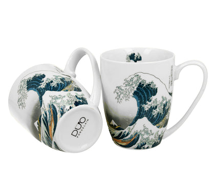 DUO ART GALLERY 2er-Set klassische Becher 360 ml THE GREAT WAVE inspired by HOKUSAI, New Bone China Porzellan – Bild 2