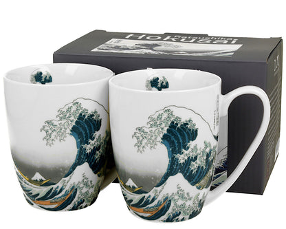 DUO ART GALLERY 2er-Set klassische Becher 360 ml THE GREAT WAVE inspired by HOKUSAI, New Bone China Porzellan – Bild 3