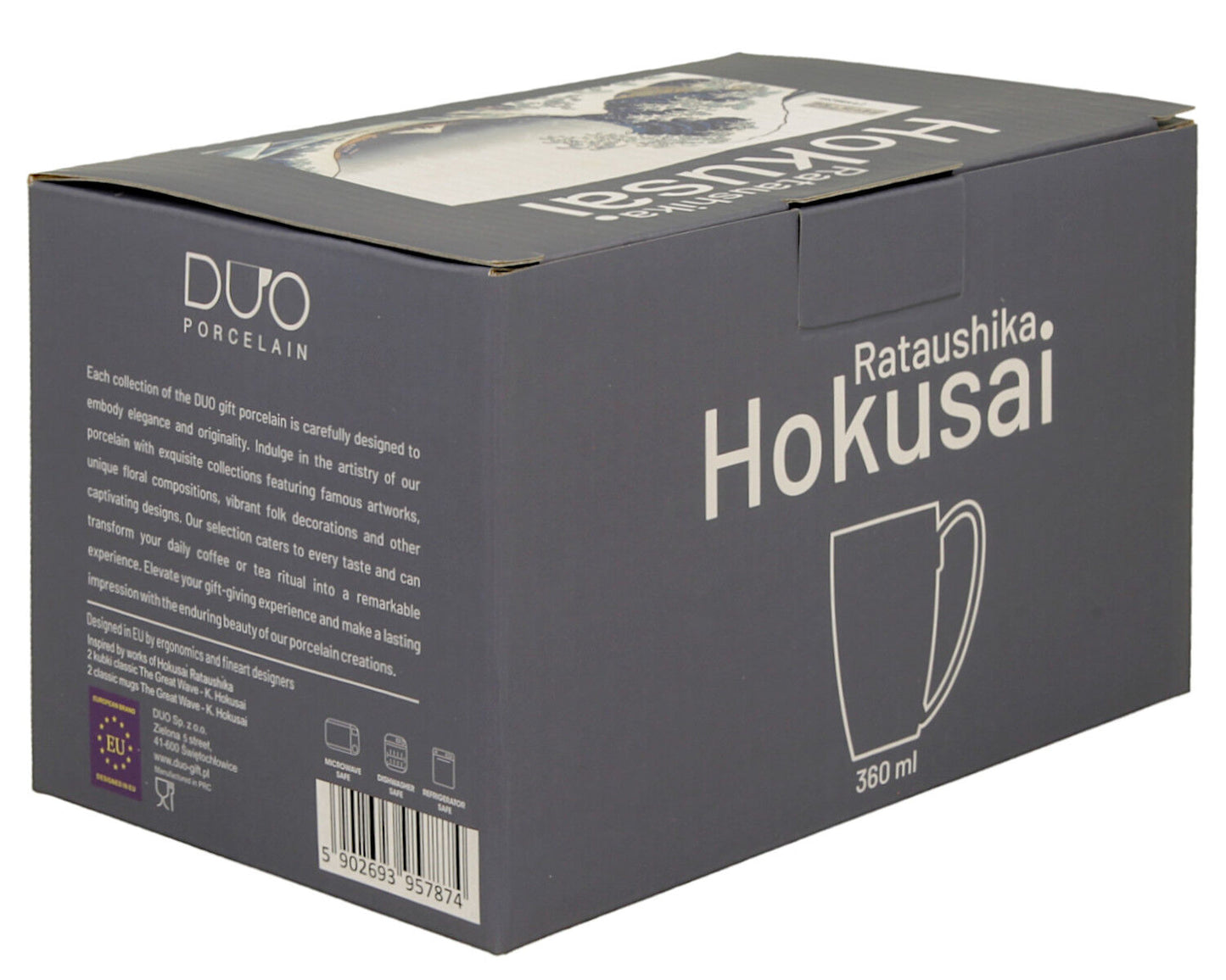 DUO ART GALLERY 2er-Set klassische Becher 360 ml THE GREAT WAVE inspired by HOKUSAI, New Bone China Porzellan – Bild 5