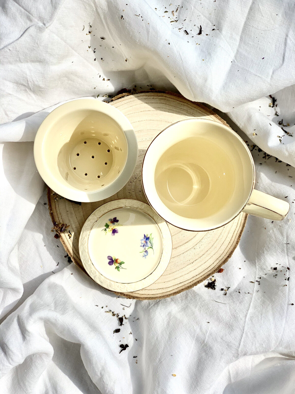 DUO ECRU Becher 450 ml ENGLAND mit Teesieb, New Bone China Porzellan – Bild 4