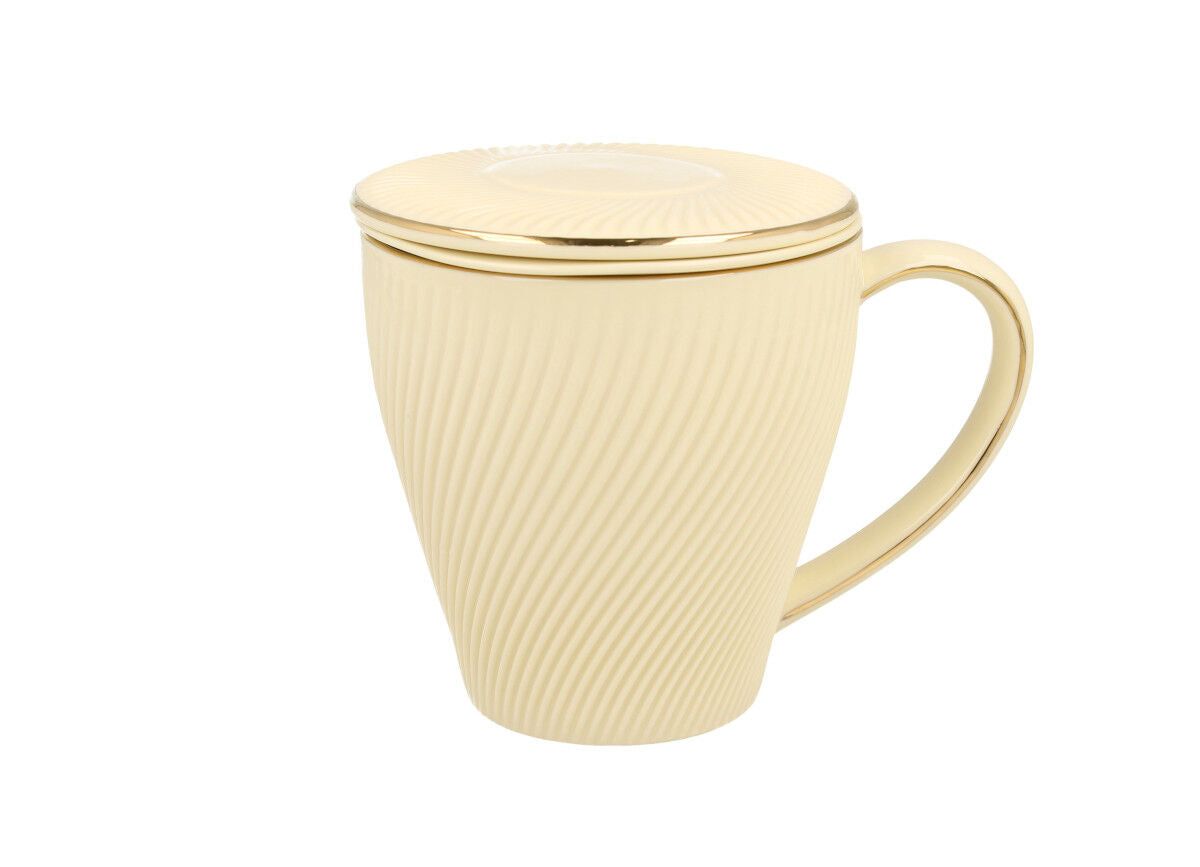 DUO ECRU Becher 430 ml ICE CREAM mit Teesieb, New Bone China Porzellan – Bild 2