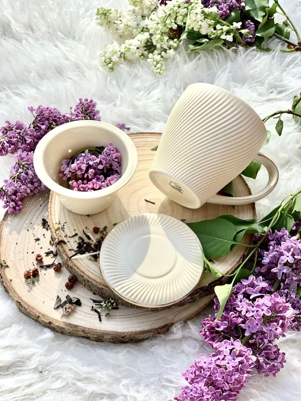 DUO ECRU Becher 430 ml ICE CREAM mit Teesieb, New Bone China Porzellan – Bild 5