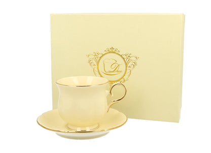DUO ECRU Tasse 260 ml CLARK mit Untertasse, New Bone China Porzellan