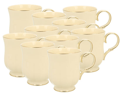 10er SET DUO ECRU Becher 450 ml CLARK New Bone China Porzellan