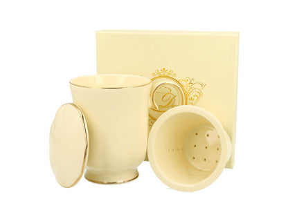DUO ECRU Becher 450 ml CLARK mit Teesieb, New Bone China Porzellan