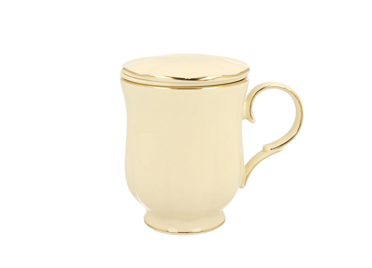 DUO ECRU Becher 450 ml CLARK mit Teesieb, New Bone China Porzellan – Bild 2