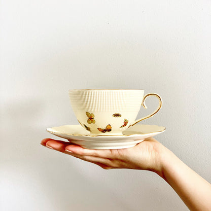 DUO ECRU Tasse 260 ml BUTTERFLIES mit Untertasse, New Bone China Porzellan – Bild 4
