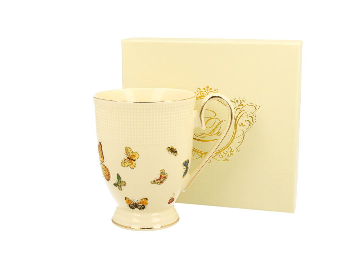 DUO ECRU Becher 400 ml BUTTERFLIES New Bone China Porzellan