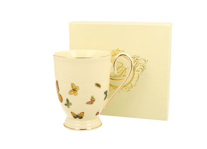 DUO ECRU Becher 400 ml BUTTERFLIES New Bone China Porzellan