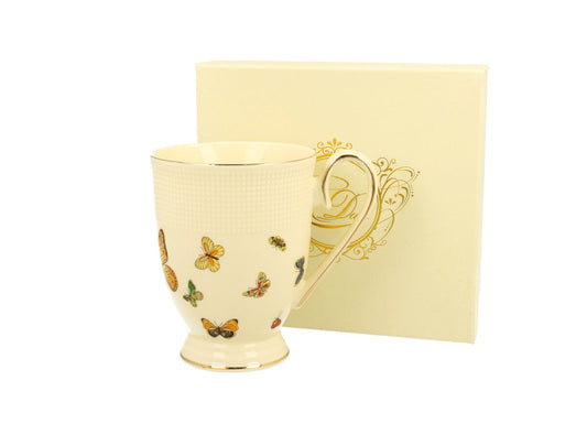 DUO ECRU Becher 400 ml BUTTERFLIES New Bone China Porzellan