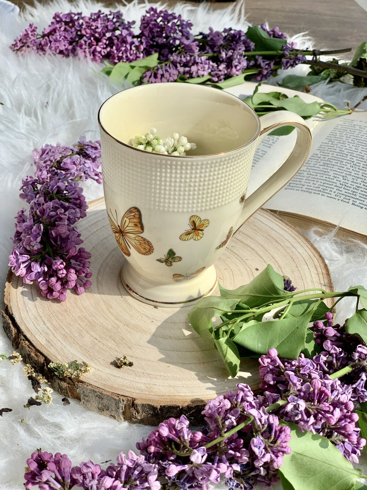 DUO ECRU Becher 400 ml BUTTERFLIES New Bone China Porzellan – Bild 4
