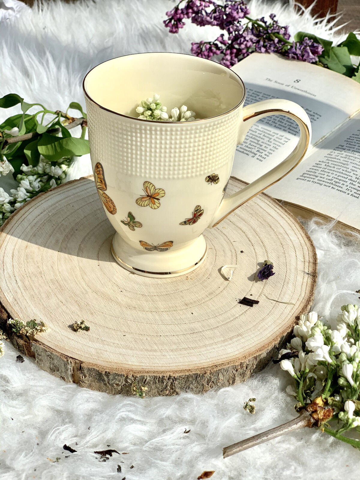 DUO ECRU Becher 400 ml BUTTERFLIES New Bone China Porzellan – Bild 5