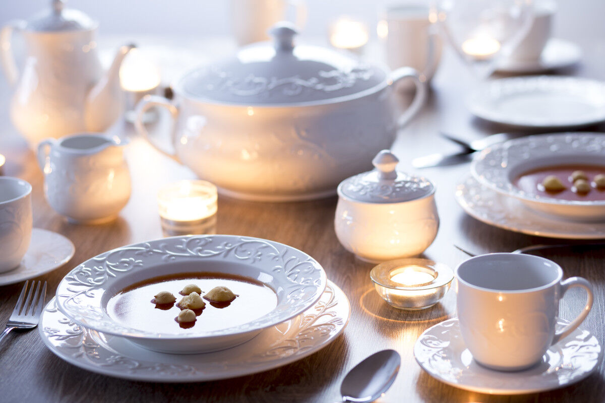 DUO WHITE Salatschale 22,5 cm HEMINGWAY New Bone China Porzellan – Bild 2