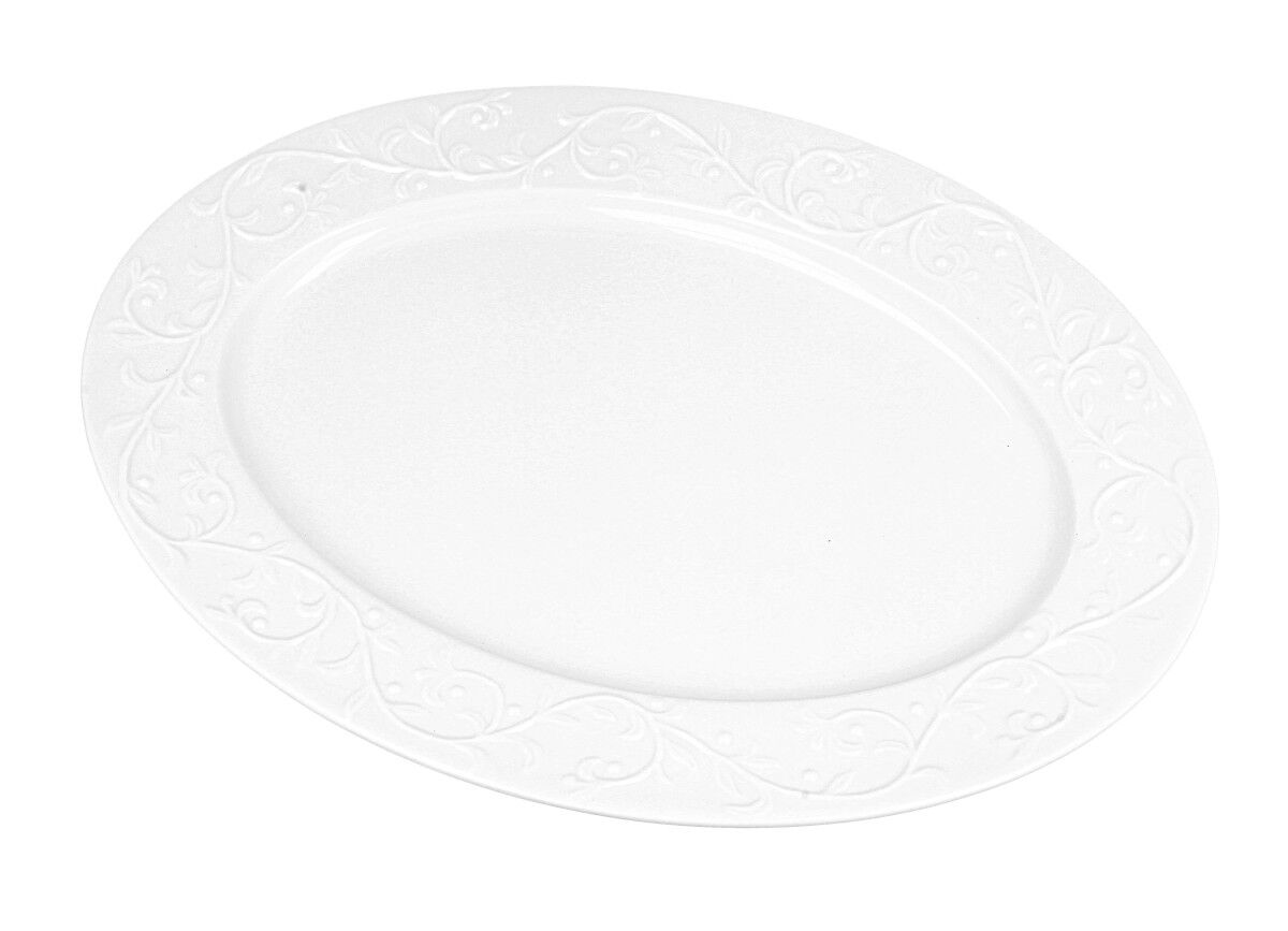DUO WHITE Servierplatte 35 cm HEMINGWAY New Bone China Porzellan