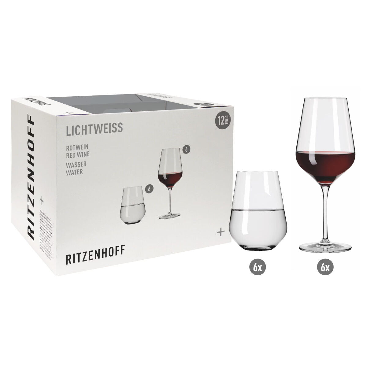 Ritzenhoff 6111011 Aurelie Rotwein- und Wasserglas-Set #1 LICHTWEISS Nadine Niggemeier 2022 in Geschenkbox