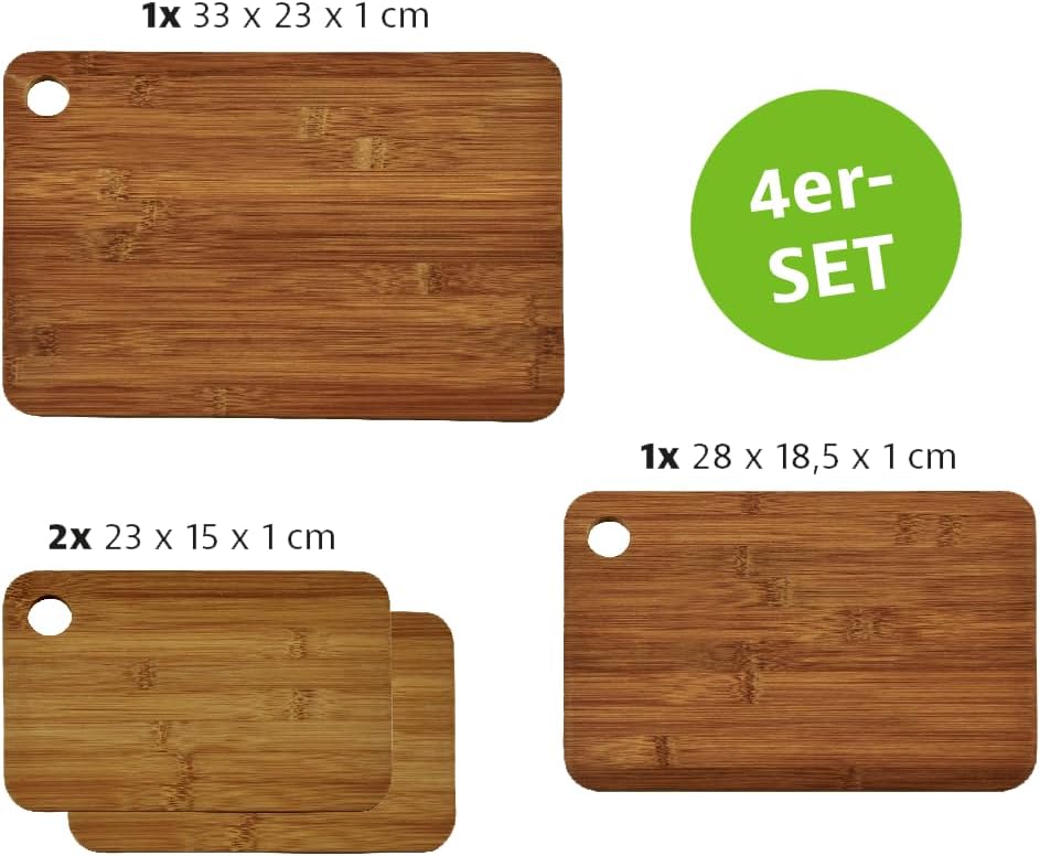 KESPER 59127 Schneidebrett 4er-Set aus Bambus / Schneidbrett